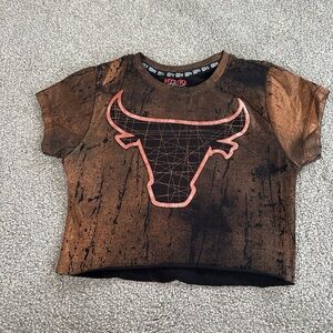 Mystique Boutique Brown Crop Top with Bull Design